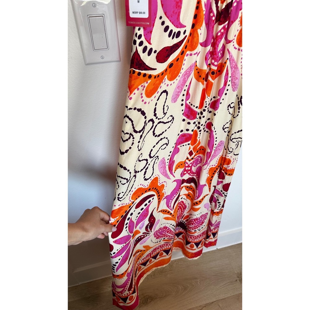 NWT Vince Camuto Maxi Dress Womens M Pink Rayon Bold Floral Print Summer Resort - Picture 10 of 10